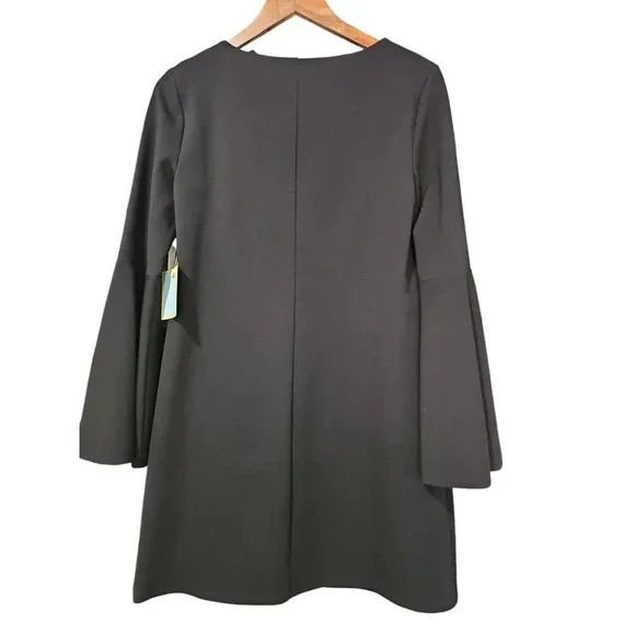 CeCe Lizzie Bell Sleeve Sheath Dress Rich Black Size 8 NWT - Picture 4 of 9